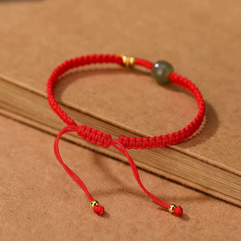 KarmaRipple's 925 Sterling Silver Hetian Jade Blessing Wealth Red String Bracelet p7