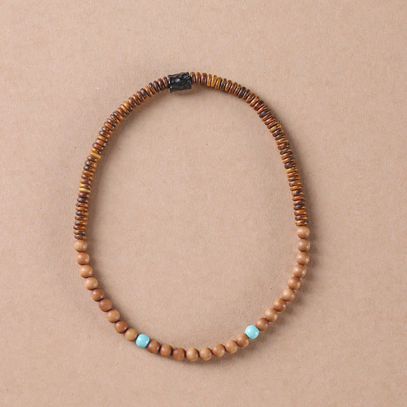 KarmaRipple's Sandalwood Small Leaf Red Sandalwood Thuja Sutchuenensis Boxwood Turquoise Protection Double Wrap Bracelet p8