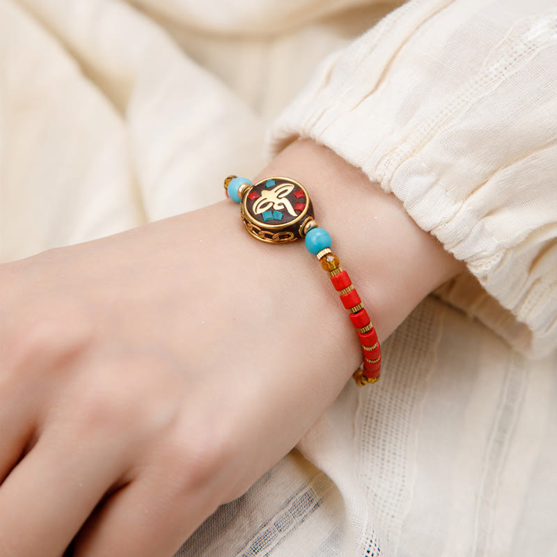 KarmaRipple's Tibetan Turquoise Om Mani Padme Hum Protection Strength Bracelet p8