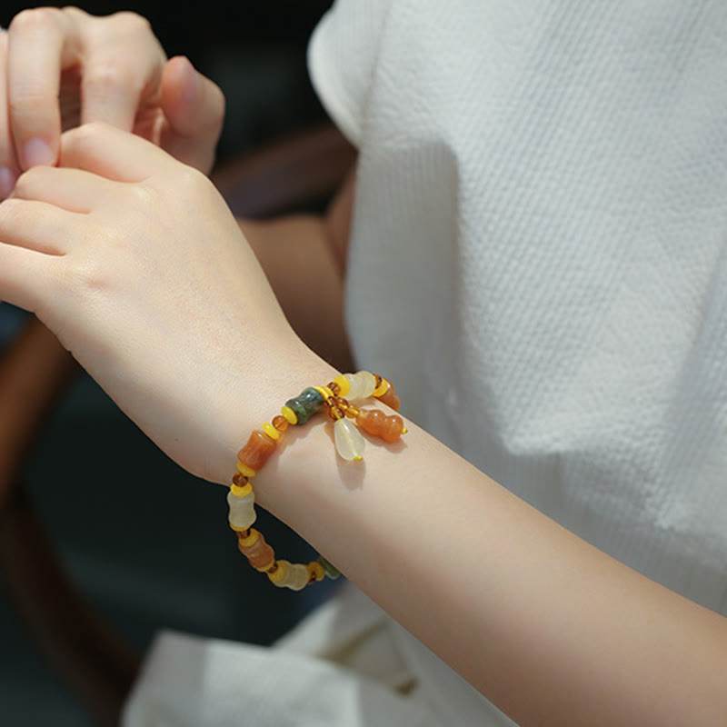 KarmaRipple's Authentic Golden Silk Jade Gourd Wealth Talisman Bracelet p6