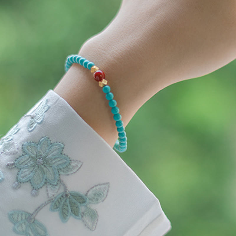 KarmaRipple's Turquoise Red Agate Beaded Protection Bracelet p3