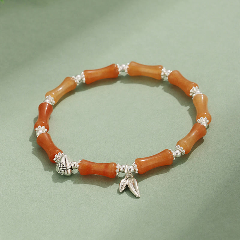 KarmaRipple's Peridot Ivory Jade Strawberry Quartz Green Aventurine Bamboo Fu Character Fortune Bracelet p27