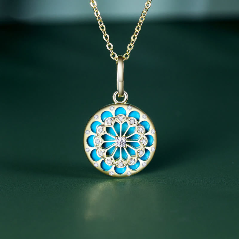 KarmaRipple's 925 Sterling Silver Round Turquoise Zircon Protection Strength Pendant Necklace p12