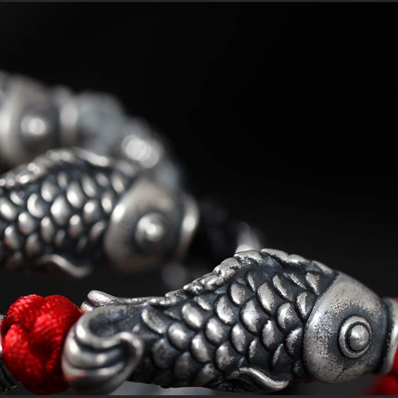 KarmaRipple's Silver Fortune Koi Fish Woven String Bracelet p9