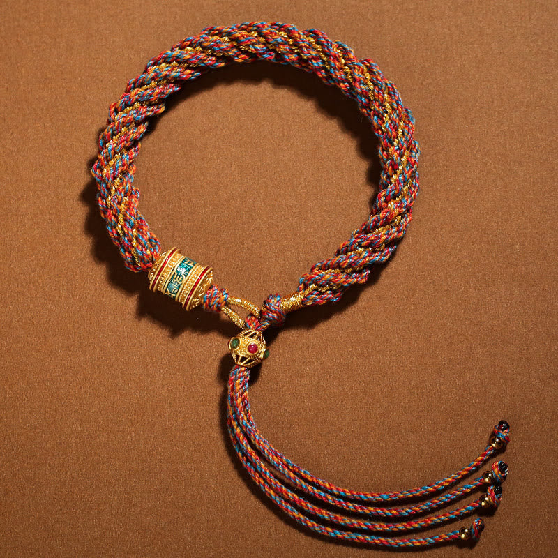 KarmaRipple's Tibetan Handmade Fortune Thangka Prayer Wheel Talisman Weave String Bracelet p38