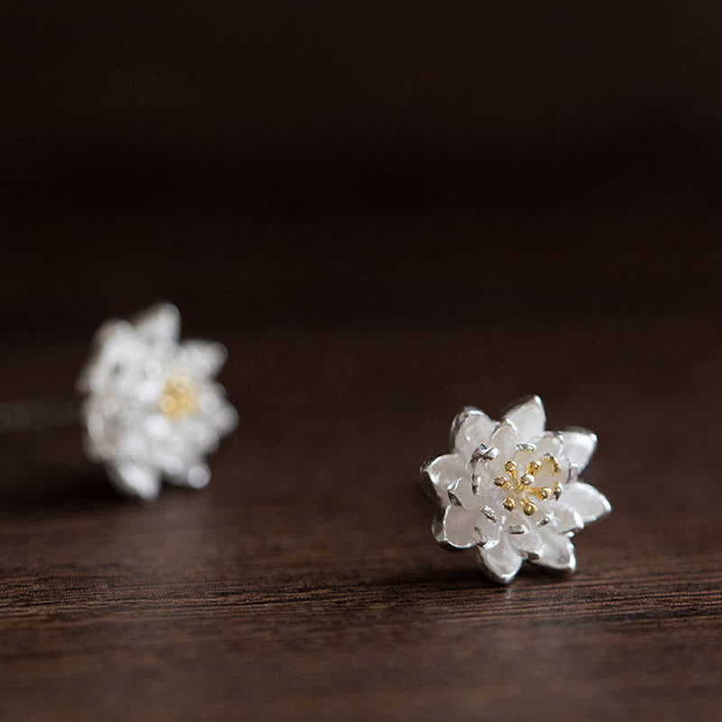 KarmaRipple's 925 Sterling Silver Lotus Flower Balance Earrings p6