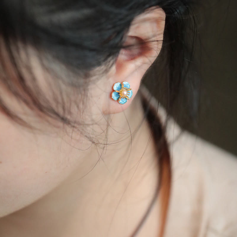 KarmaRipple's Peach Blossom Pearl Happiness Stud Earrings p4