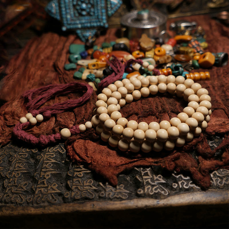 KarmaRipple's 108 Mala Beadwork Abelia Biflora Wood Warding Off Evil Spirits Wrist Mala p2