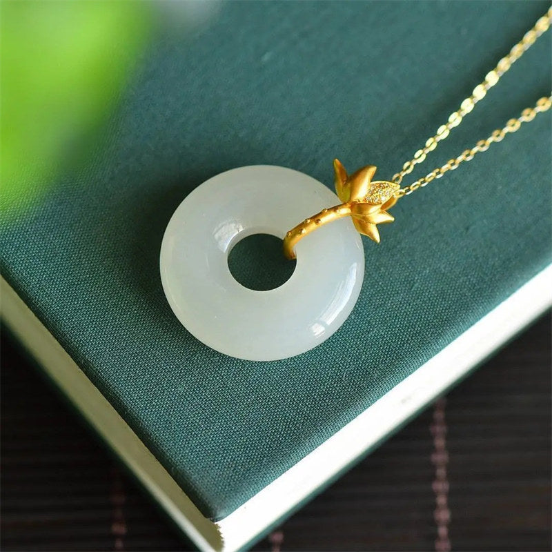 KarmaRipple's Ivory Jade Lotus Balance Pendant Necklace p2