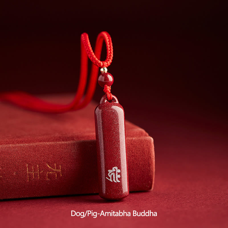 KarmaRipple's Chinese Zodiac Natal Buddha Cinnabar Amulet Protection String Pendant Necklace p48