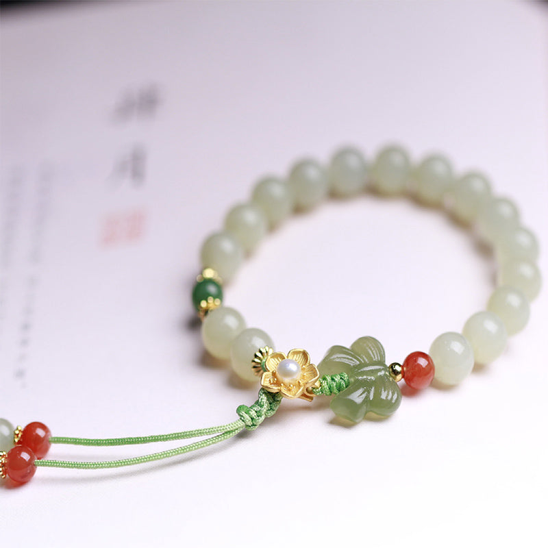 KarmaRipple's 925 Sterling Silver Jade Fortune Flower Butterfly Bracelet p2