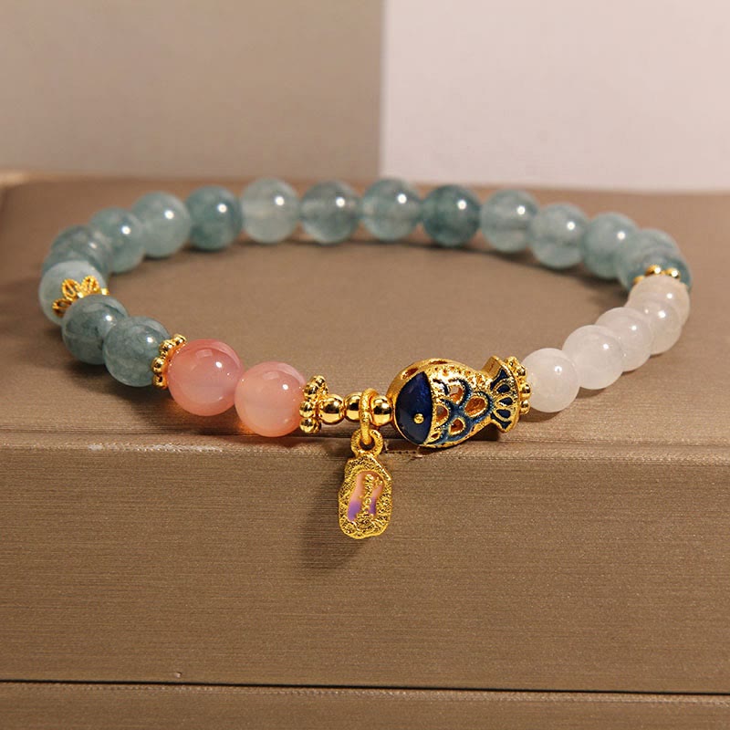 KarmaRipple's Jade Yanyuan Agate Ivory Jade Koi Fish Scripture Talisman Fortune Bracelet p1