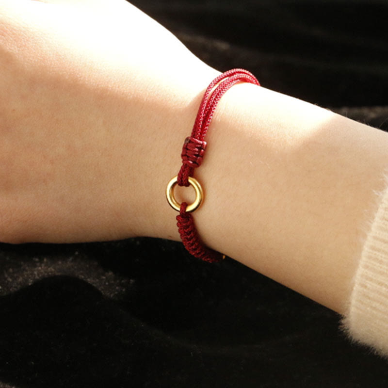 KarmaRipple's Alloy Peace Buckle Fortune Red String Bracelet p4