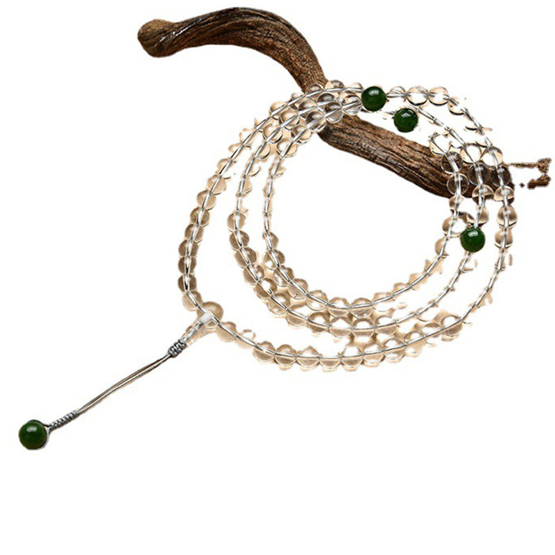 KarmaRipple's 108 Beadwork Ivory Gemstone Jade Meditation Bracelet Mala p21