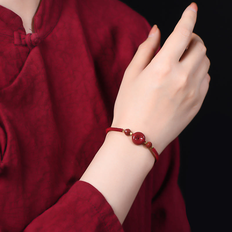 KarmaRipple's Handmade Cinnabar Peace Buckle Lotus Calm Blessing Woven Rope Bracelet p7