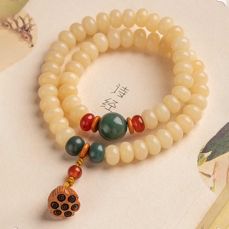 KarmaRipple's Bodhi Seed Lotus Pod Talisman Peace Double Wrap Bracelet p6