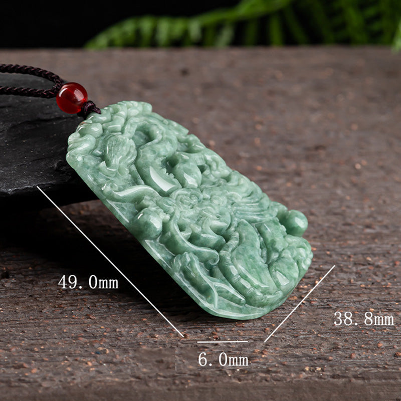 KarmaRipple's Chinese Zodiac Dragon Jade Strength Pendant String Necklace p7