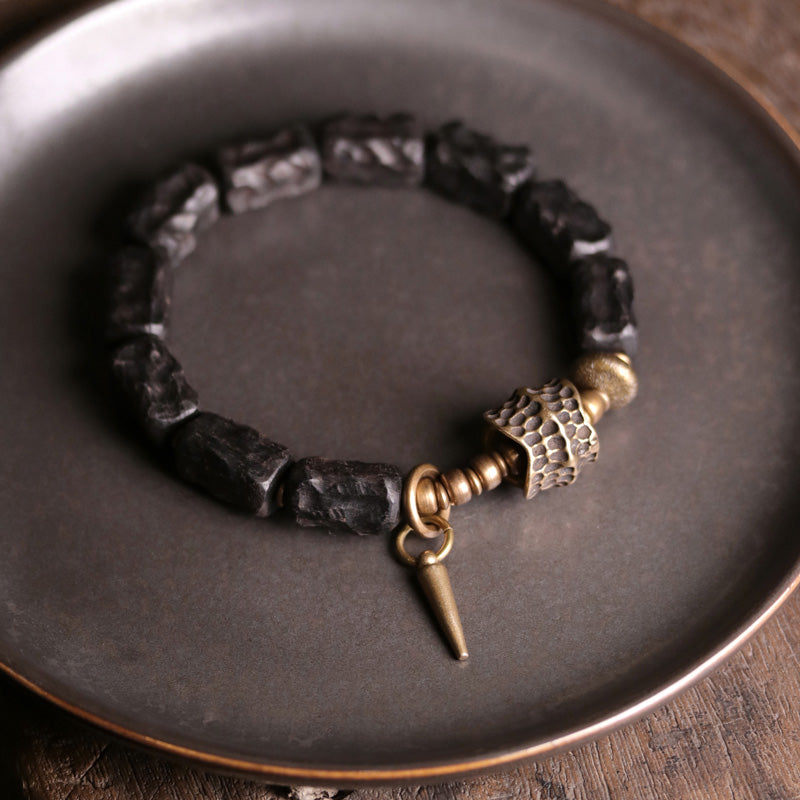 KarmaRipple's Ebony Wood Bronze Balance Protection Pair Bracelet p2