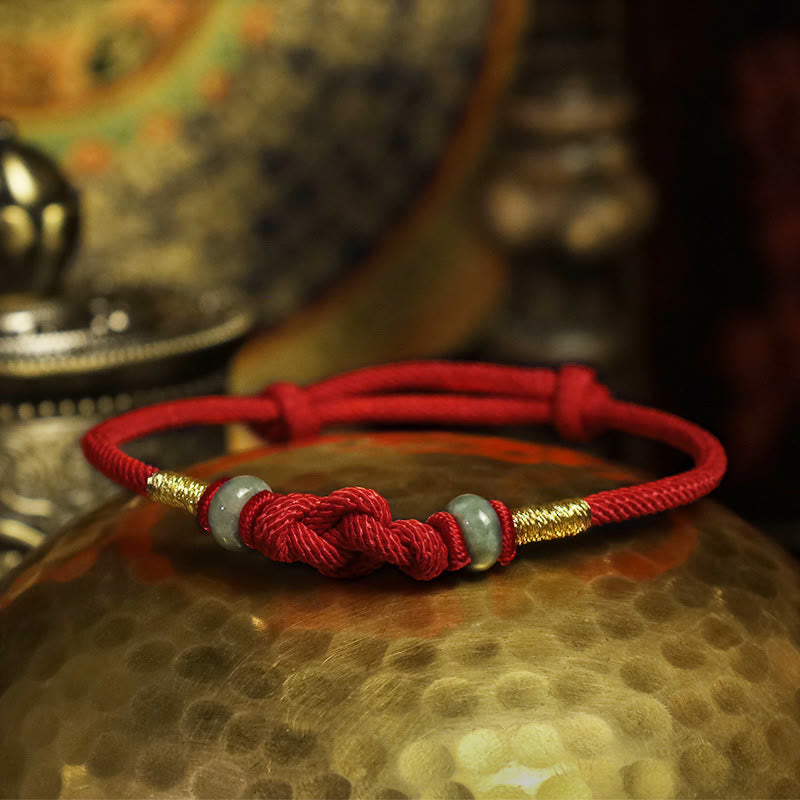 KarmaRipple's Red String Jade Fortune Fortune Weave Woven Pair Bracelet p7