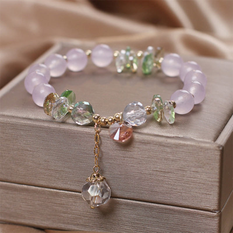 KarmaRipple's Cat's Eye Pink Gemstone Peace Talisman Bracelet p15