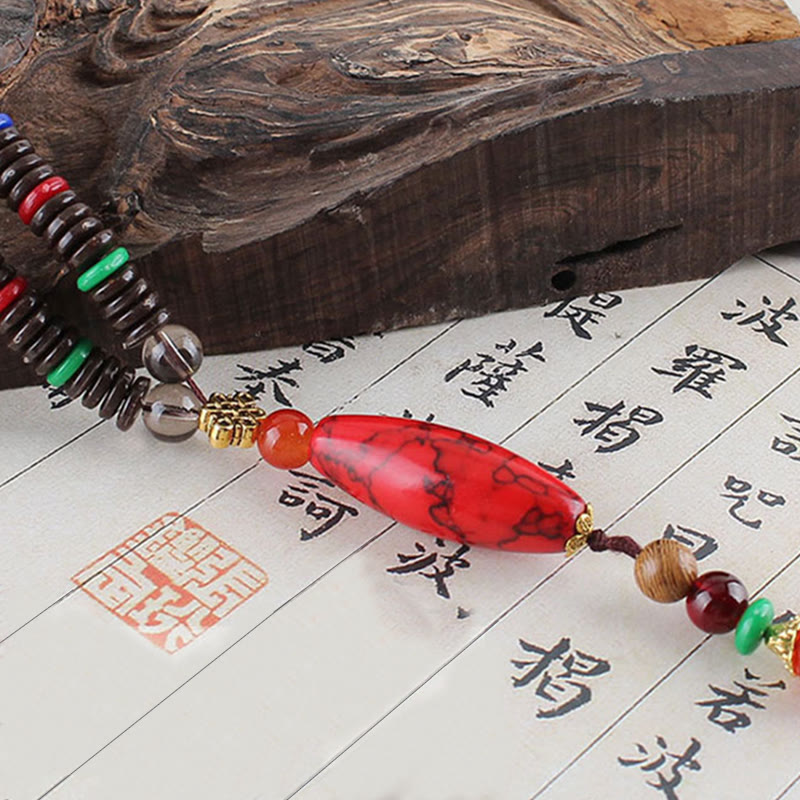 KarmaRipple's Wenge Wood Turquoise Stone Protection Calm Pendant Necklace p9