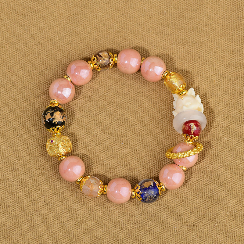 KarmaRipple's Tibetan Incense Ash Liuli Glass Bead Fortune Protection Nine Tailed Fox Bracelet p4