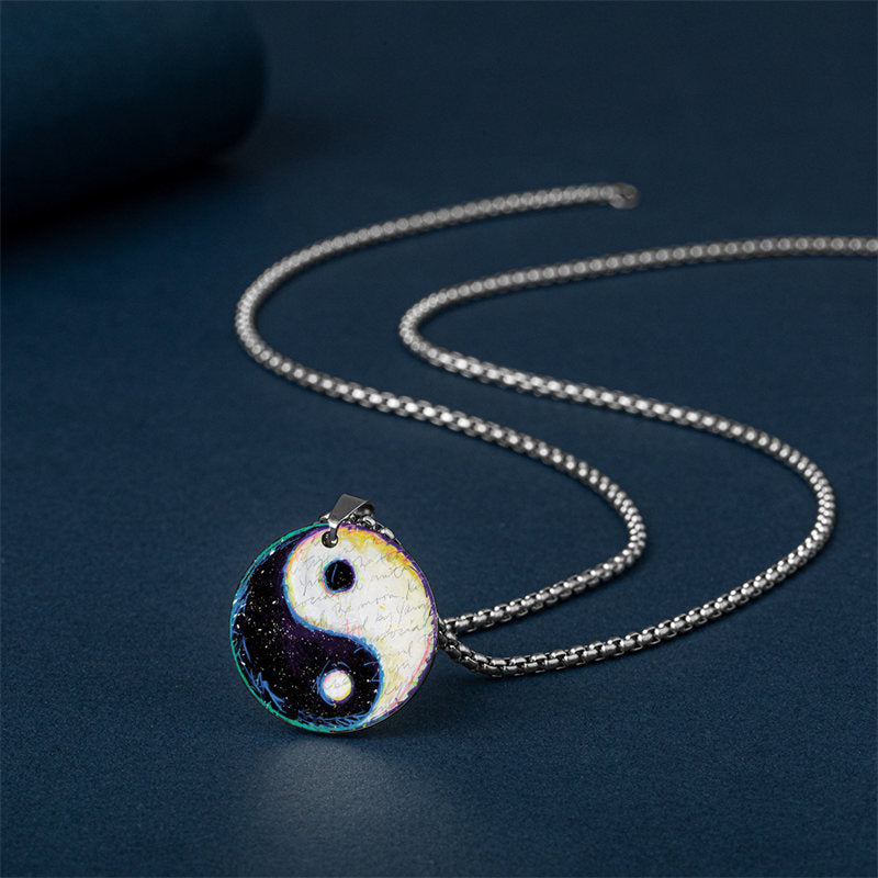 KarmaRipple's Yin Yang Koi Fish Dragon Titanium Steel Balance Pendant Necklace ( p11