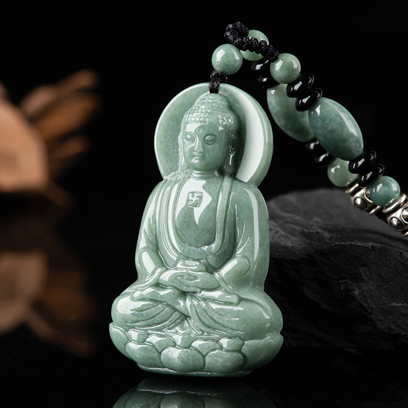 KarmaRipple's Amitabha Buddha Jade Amulet Compassion String Pendant p6