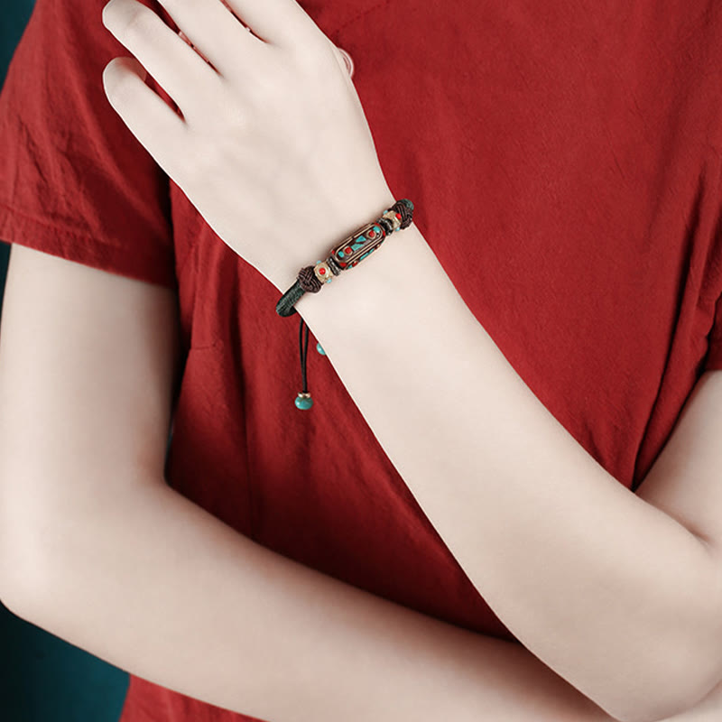 KarmaRipple's Handmade Tibetan Turquoise Om Mani Padme Hum Strength Woven Bracelet p13