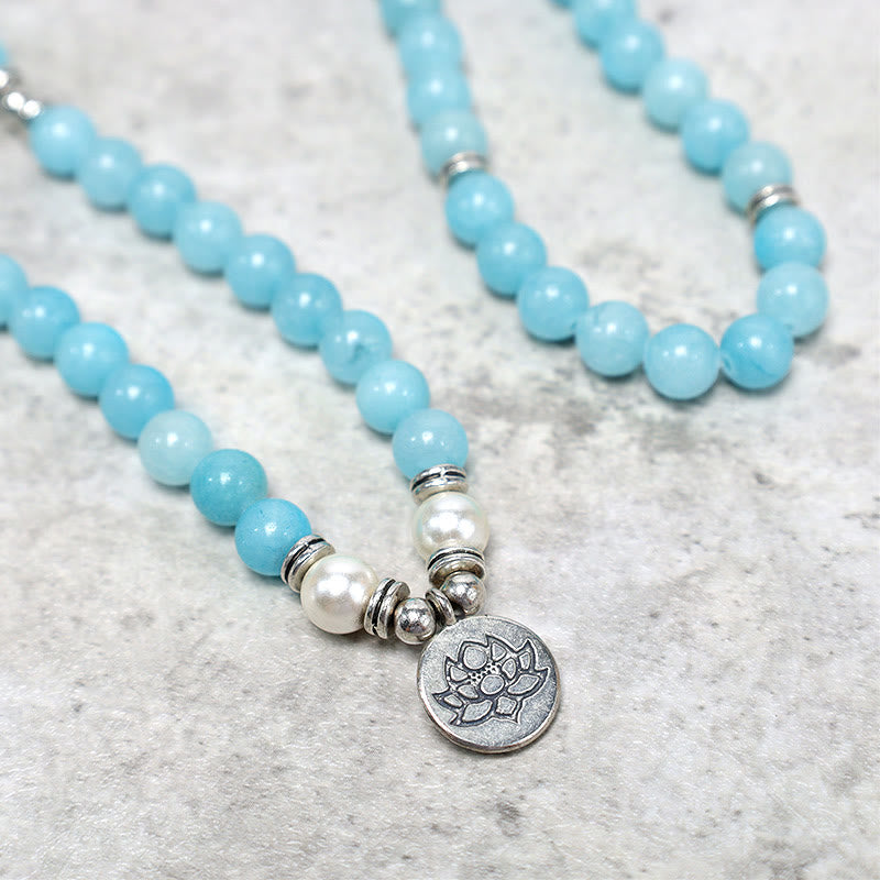 KarmaRipple's Authentic Amazonite Stone Balancing Lotus Mala Bracelet p4