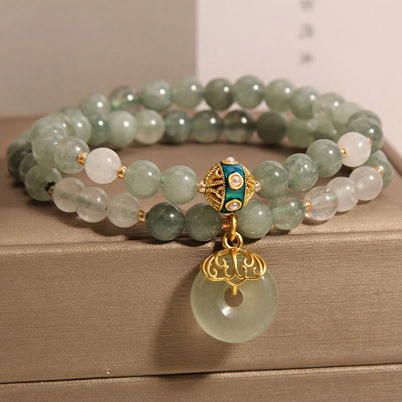 KarmaRipple's Green Aventurine Peace Buckle Talisman Fortune Double Wrap Bracelet p6