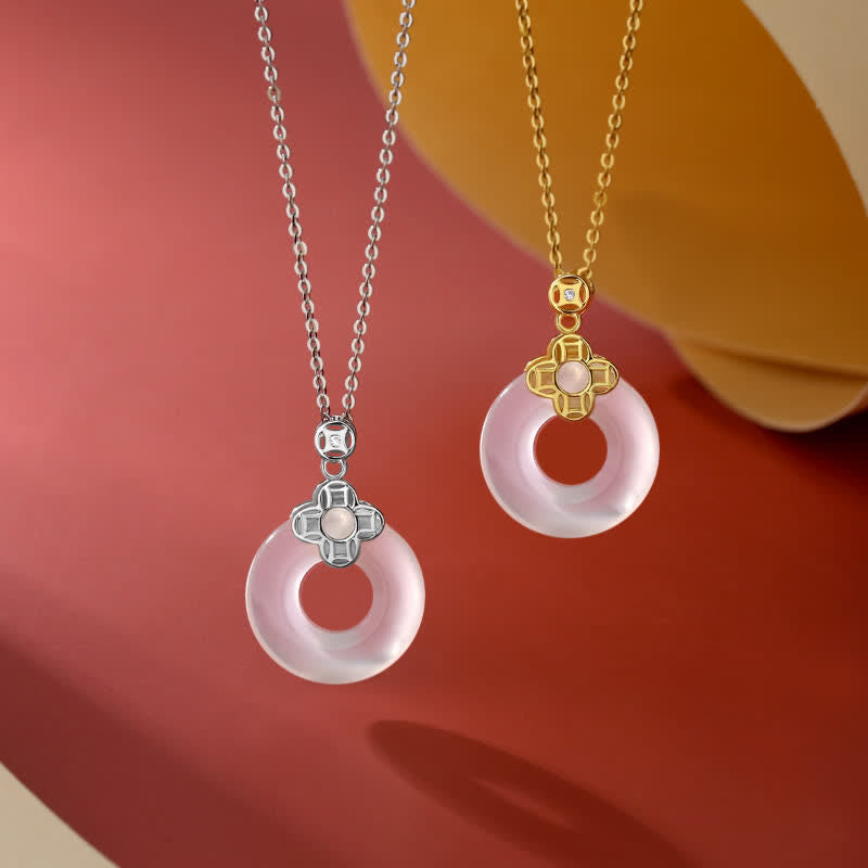 KarmaRipple's 925 Sterling Silver Chalcedony Coin Peace Buckle Positive Pendant Necklace p3