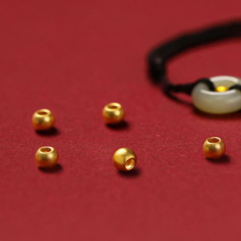 KarmaRipple's 999 Gold Bead Round Peace Buckle Hetian Jade Fortune Abundance Woven Bracelet Anklet p13