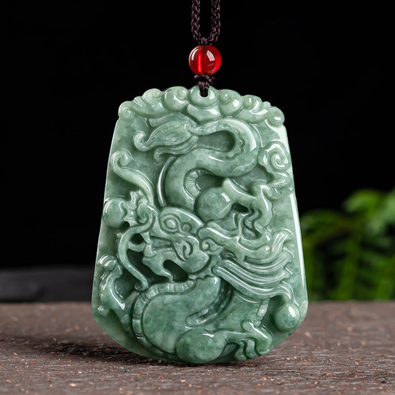 KarmaRipple's Chinese Zodiac Dragon Jade Strength Pendant String Necklace p1