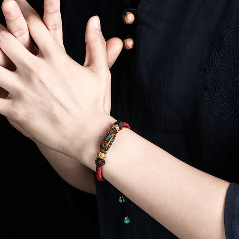 KarmaRipple's Handmade Tibetan Turquoise Om Mani Padme Hum Strength Woven Bracelet p6