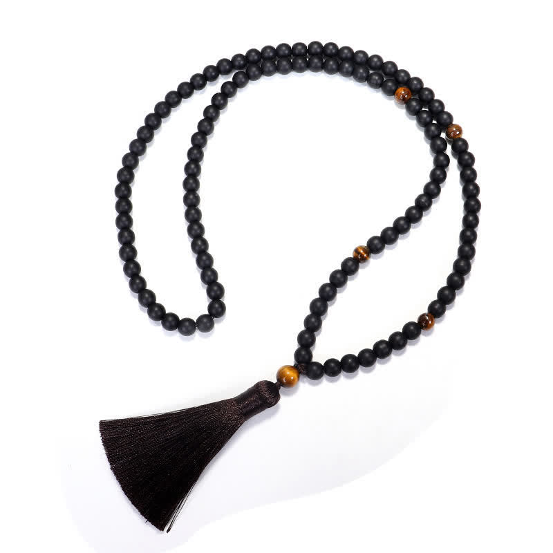 KarmaRipple's 108 Mala Beadwork Frosted Stone Tiger Eye Balance Bracelet Pendant Necklace p7