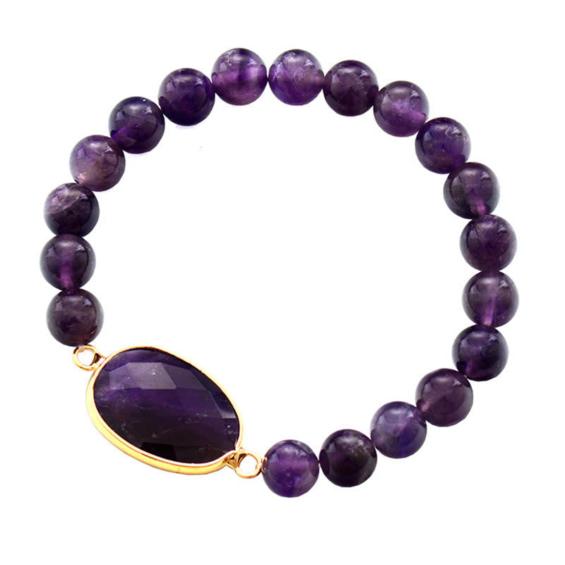 KarmaRipple's Authentic Amethyst Gemstone Balance Marquise Pattern Bracelet p5