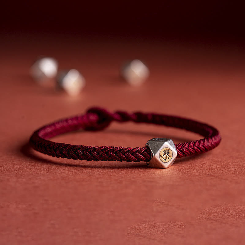 KarmaRipple's 925 Sterling Silver Handmade Chinese Zodiac Natal Buddha Fortune Protection Woven String Bracelet ( p34