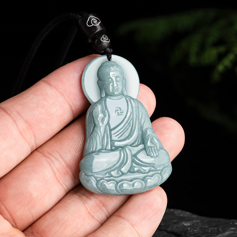 KarmaRipple's Amitabha Buddha Authentic Jade Lotus Amulet Compassion String Pendant Necklace p3