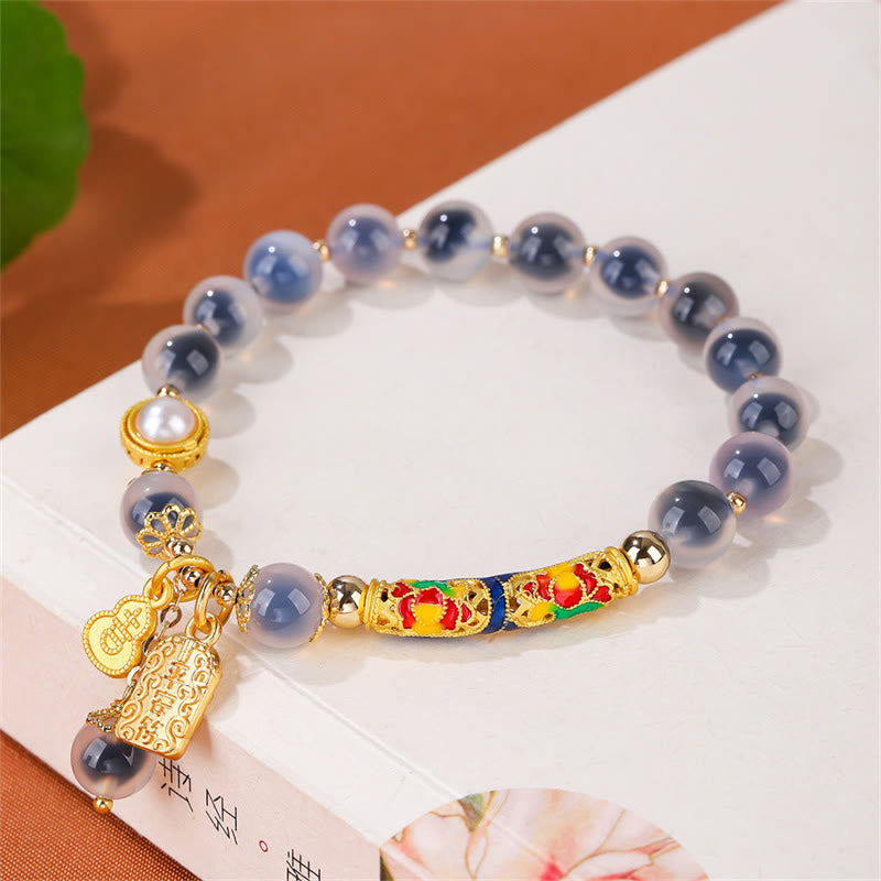 KarmaRipple's Authentic Blue Candy Agate Amulet Strength Bracelet p3