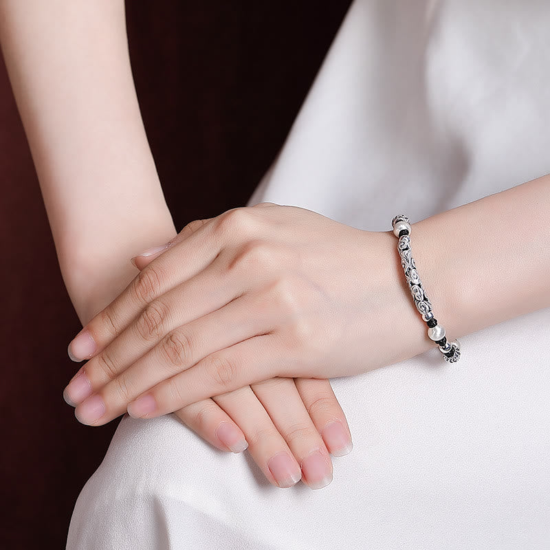 KarmaRipple's Tibet Handmade Bronze 999 Sterling Silver Auspicious Cloud Wealth String Bracelet p19