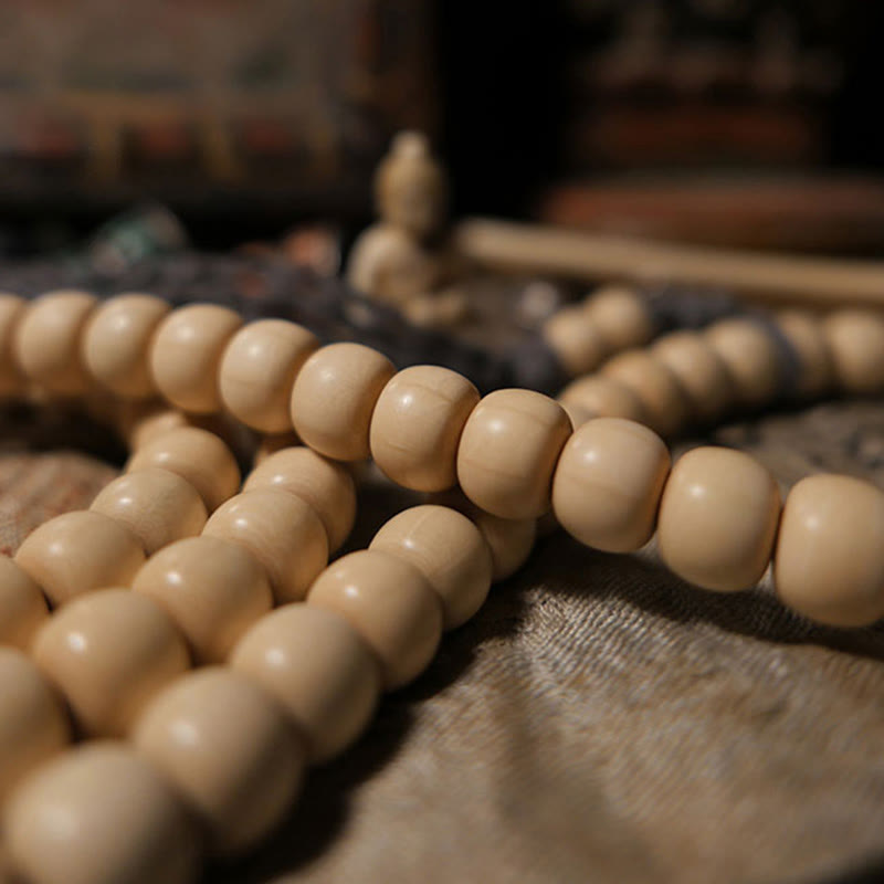 KarmaRipple's 108 Mala Beadwork Abelia Biflora Wood Warding Off Evil Spirits Wrist Mala p10