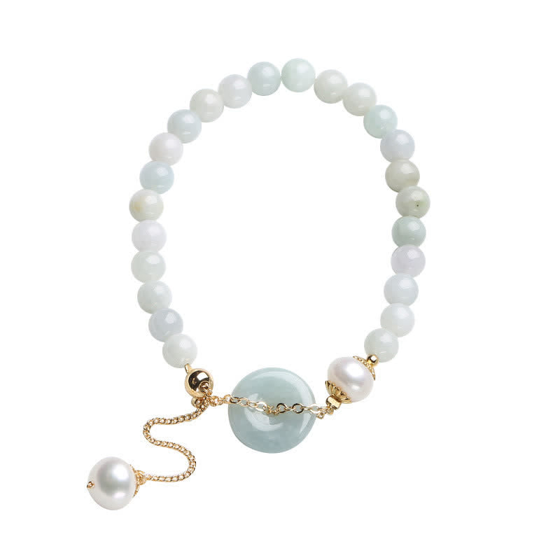 KarmaRipple's Authentic Jade Pearl Peace Buckle Prosperity Fortune Bracelet p8