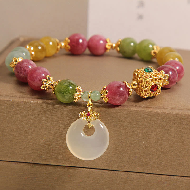 KarmaRipple's Colorful Tourmaline Peace Buckle Talisman Wisdom Bracelet p3