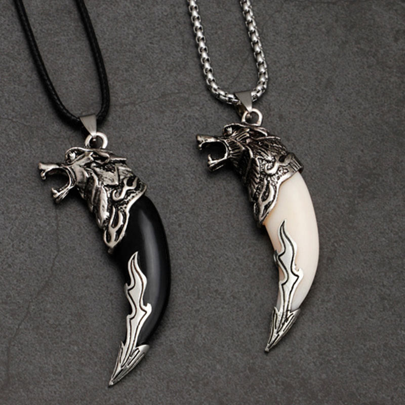 KarmaRipple's Imitation Wolf Tooth Titanium Steel Balance Pendant Necklace p7