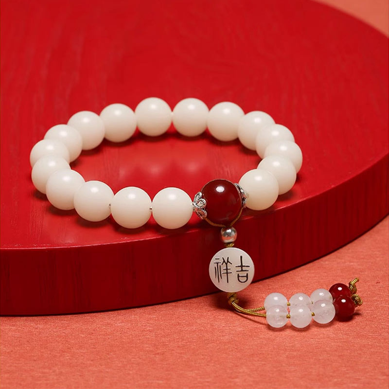 KarmaRipple's Bodhi Seed Red Agate Black Obsidian Pink Gemstone Rutilated Quartz Peace Wrist Mala Bracelet p5