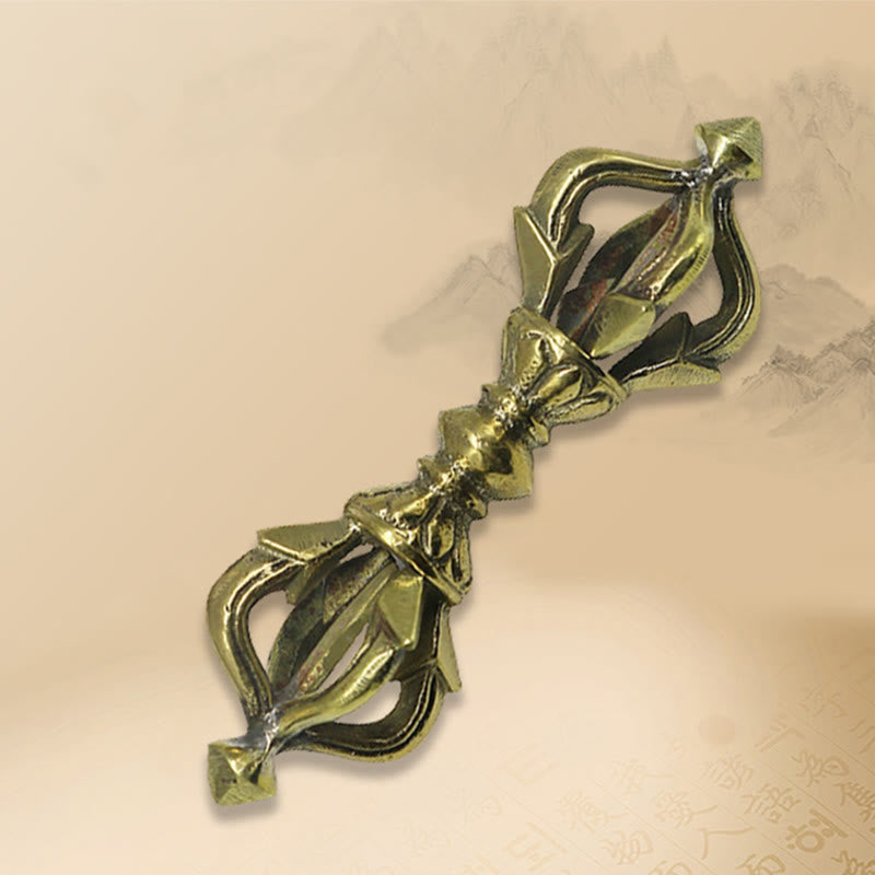KarmaRipple's Handcrafted Nepal Small Five Prong Vajra Dorje Strength Bronze Decoration p5