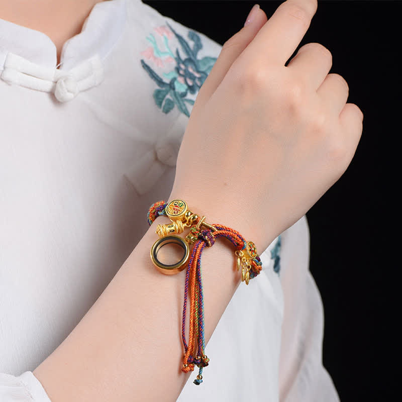 KarmaRipple's Tibetan Om Mani Padme Hum Dreamcatcher Fortune Colorful Reincarnation Weave String Bracelet p2
