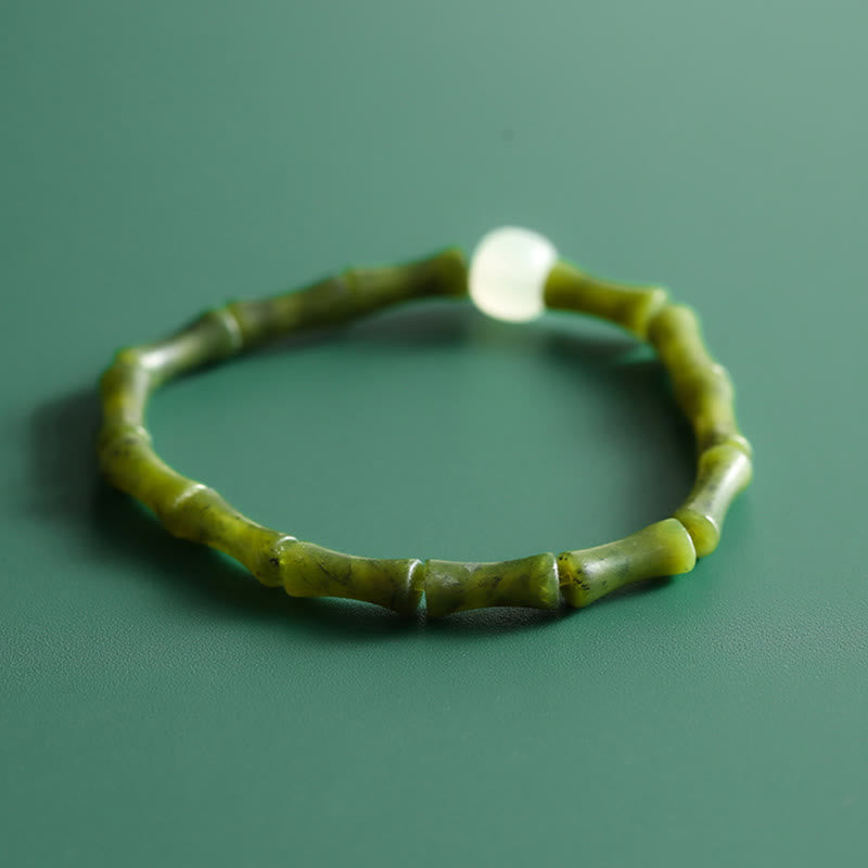 KarmaRipple's Green Bamboo Jade Pattern Fortune Abundance Bracelet p4