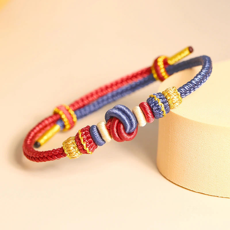 KarmaRipple's Two-Color Rope Handcrafted Eight Thread Peace Weave Fortune Connection Bracelet p1